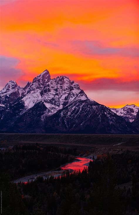 "Grand Teton Mountain Range At Sunset" by Stocksy Contributor "Michelle ...