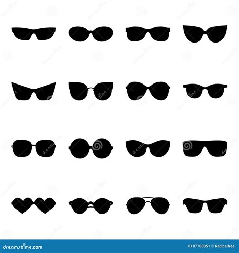 Big Vector Set Of Icons Of Different Shapes Sunglasses In Trendy Flat Style Stock Vector