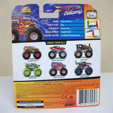 Dairy Delivery Hot Wheels Monster Trucks Giant Wheels Vehicle Blue Flames Mattel