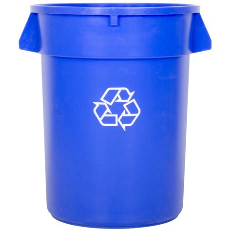 Continental 32 Gallon Blue Recycling Trash Can, Lid, and Dolly Kit