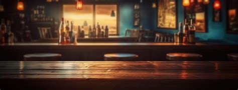 Premium AI Image | A Beautiful Table In a Bar With a Bar In The Background