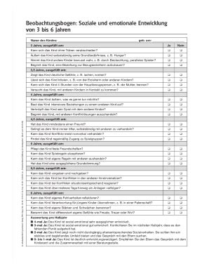 Ausfüllbar Online Soziale und emotionale Entwicklung von 3 bis 6 Jahren