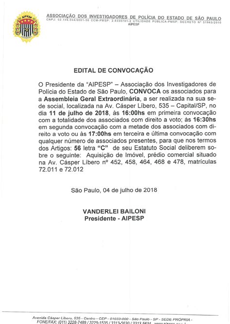 Edital De ConvocaÇÃo Aipesp