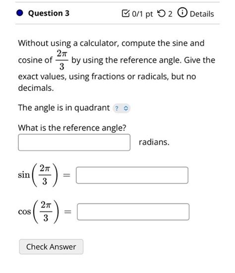 Solved Without Using A Calculator Compute The Sine And