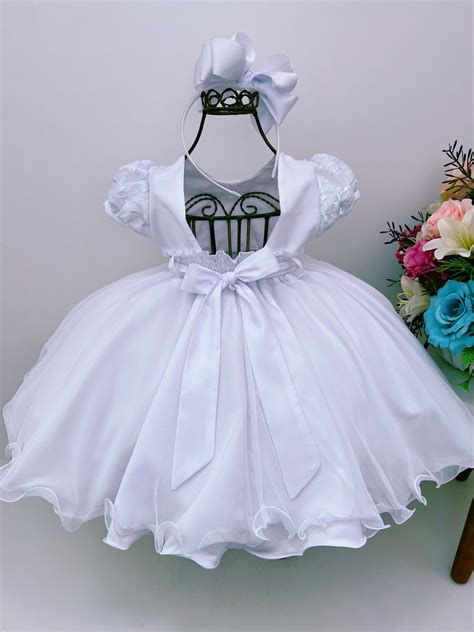 Vestido Branco Batizado Daminha Festa Infantil Ao Elo