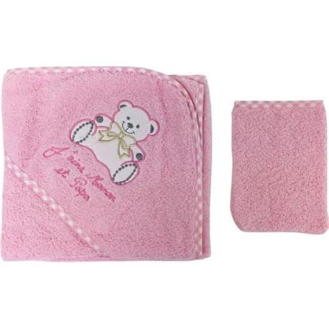 Parure De Bain Pour B B Rose Motif Nounours J Aime Maman Et Papa