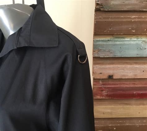 Vintage Black Trench Raincoat Swing Coat Gem