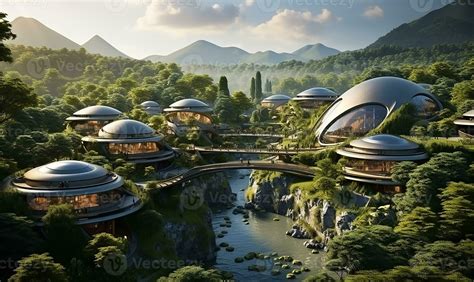 AI generated Futuristic village in eco architectural style 35283735 Stock Photo at Vecteezy