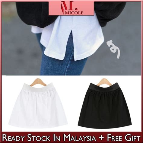 Micole C9045 Women Mini Skirt Muslimah Black White Cotton Skirt