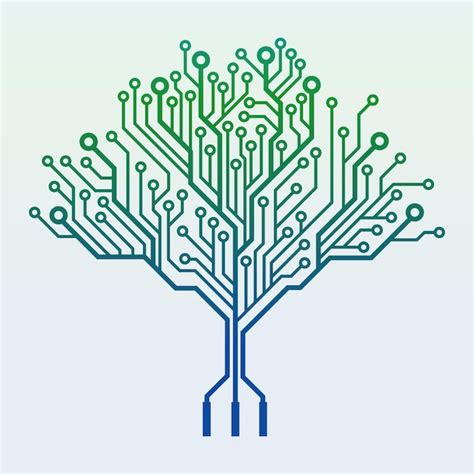 Premium Vector Green Technology Tree Stylized As An Electronic