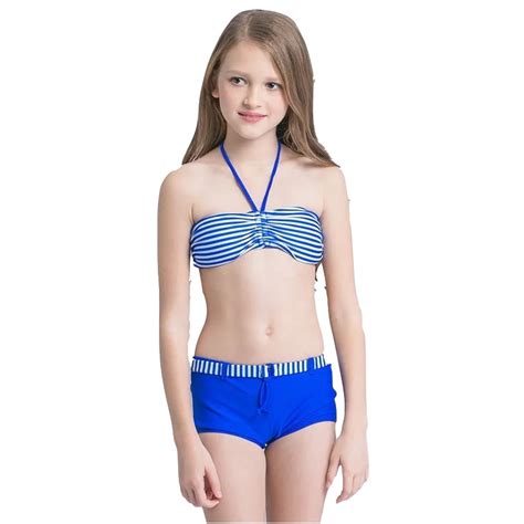 2018 niños niñas rayas Bikini Halter Set traje de baño del desgaste de