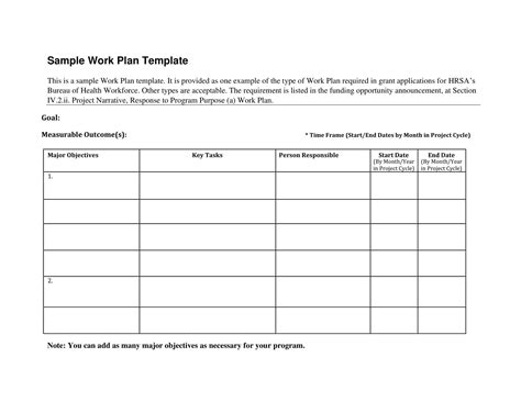 Free Printable Work Plan Templates Excel Pdf Word
