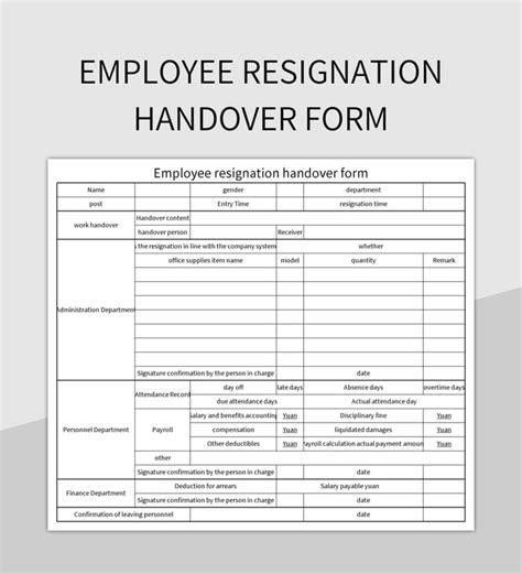 Employee Resignation Handover Registration Form Excel Template And 2376 Hot Sex Picture