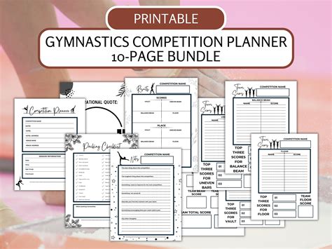 Gymnastics Competition Planner 10 Page Printable Bundle - Etsy