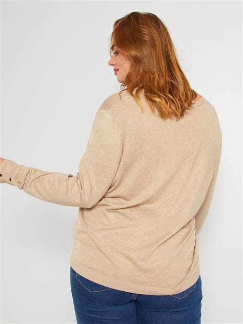 Pull En Maille Fine Beige Kiabi