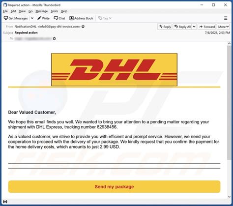 Estafa Por Correo Electr Nico Dhl Delivery Payment Pasos De