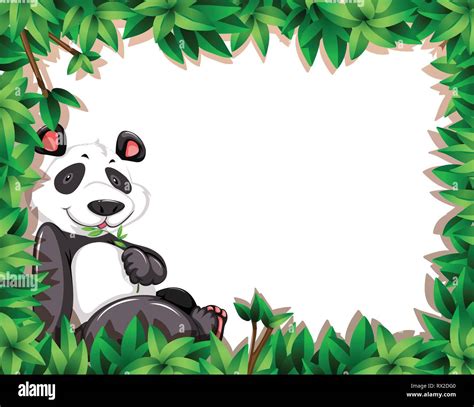 A Panda On Nature Frame Illustration Stock Vector Image Art Alamy