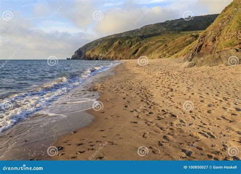 Penbryn Beach, Ceredigion stock image. Image of cloudy - 100850027