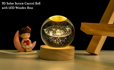 Qianchang Solar System D Crystal Ball Night Light With Stand Galaxy