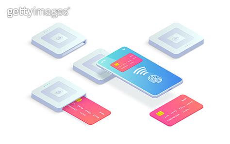 Isometric Emv Chip Credit Card Square Reader Icon Set Secure Cashless Smartphone And Plastic