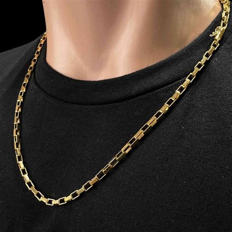 Corrente Elo Tijolinho 4mm Banhada A Ouro 18k Joias Masculinas