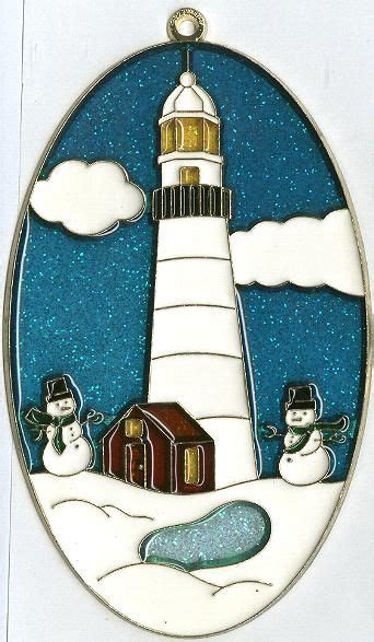 Snowmen With Lighthouse Suncatcher