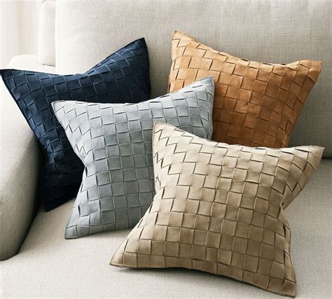 Basketweave Suede Pillow Pottery Barn