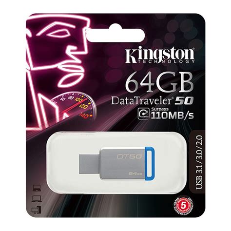 Order Kingston 64GB Data Traveler 50 USB Drive 110MB S DT 50 USB 3 1