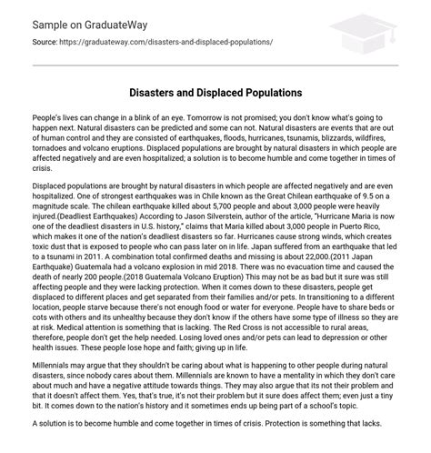 ⇉disasters And Displaced Populations Essay Example Graduateway