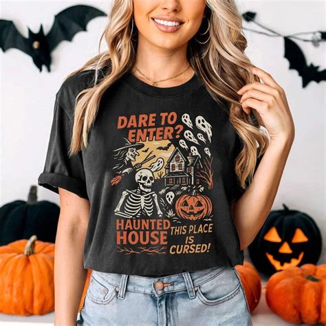Comfort Colors 1717 Dare to Enter Haunted House Halloween T-Shirt 100%