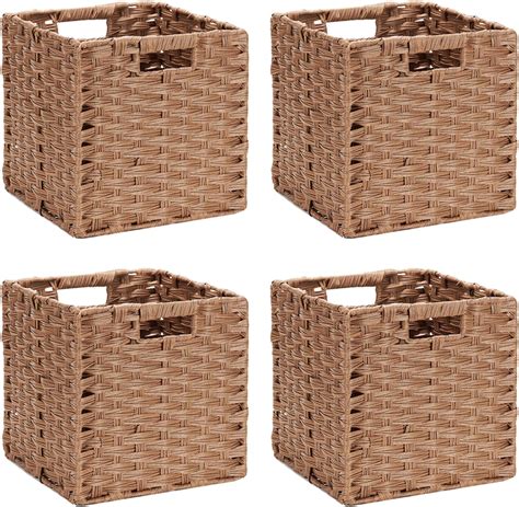 Amazon DULLEMELO Wicker Baskets For Shelves 11x11 Foldable