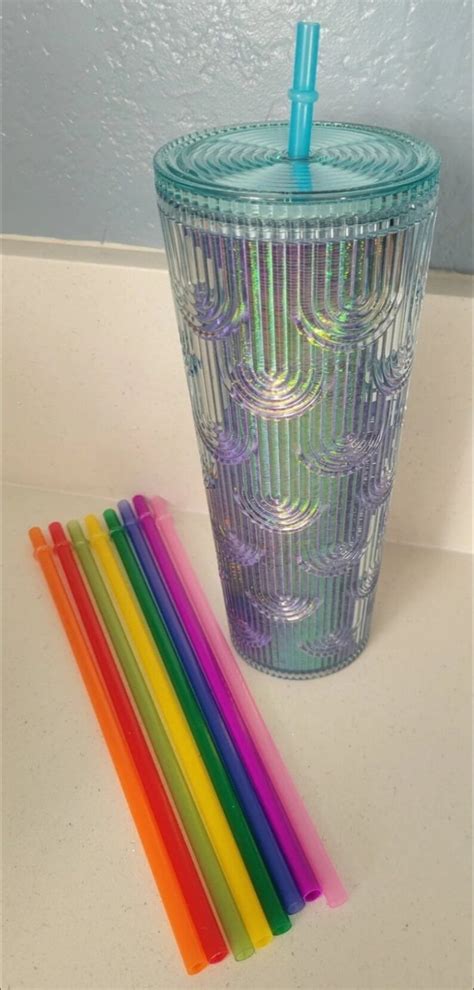 Rainbow Red Orange Yellow Green Blue Aqua Purple Pink Reusable Venti