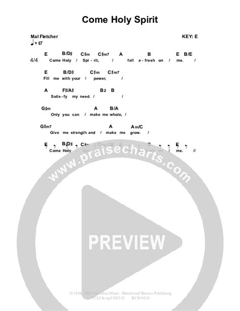 Come Holy Spirit Chords Pdf Dennis Prince Nolene Prince Praisecharts