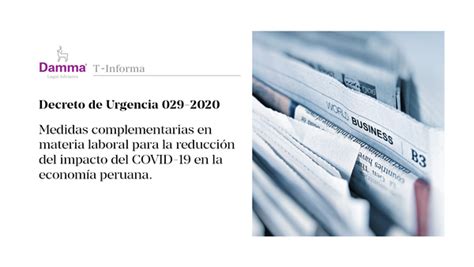 Decreto De Urgencia N° 029 2020 Damma Legal Advisors