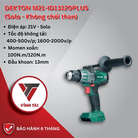 Máy khoan PIN 21V DEKTON M21 ID13120PLUS Solo Không chổi than Máy