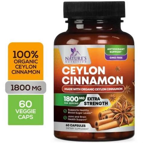 True Organic Ceylon Cinnamon Capsules 1800mg Highest Potency Blood