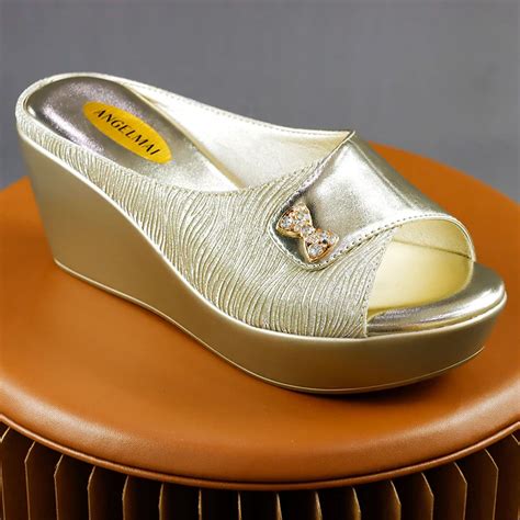 Rhinestone Bow Women Wedge Sandal Mama Shoes Summer Cm Comfortable