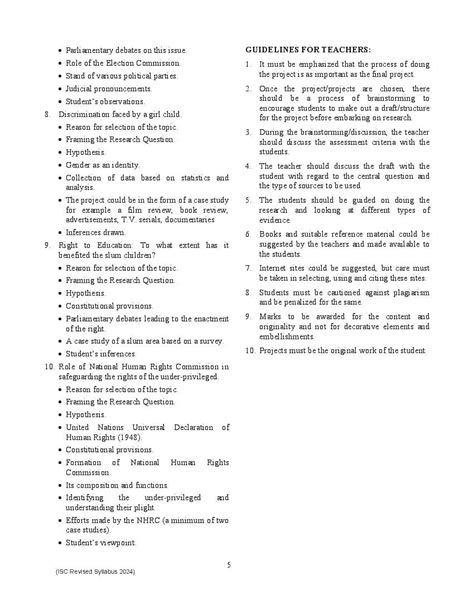 Isc Political Science Syllabus 2024 Pdf Cisce Class 12 11 Syllabus