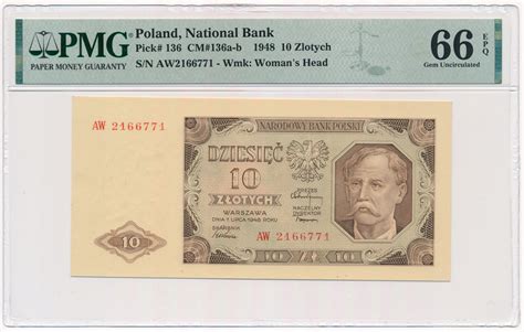 Polska 10 złotych 1948 ser AW PMG 66 EPQ 15269131189 Allegro pl