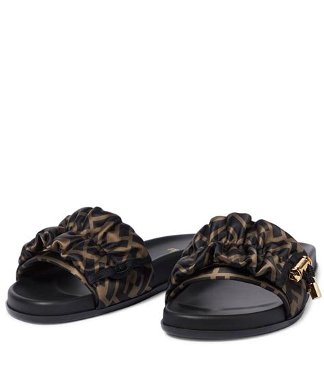 Fendi Ff Vertigo Satin Slides Mytheresa