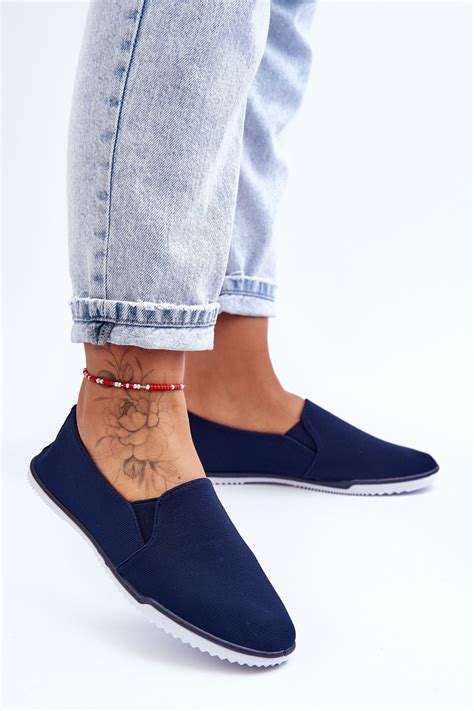 Damskie Tenis Wki Slip On Granatowe Versali