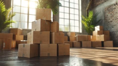 Premium Photo Piles Of Cardboard Boxes In A Sunlit Room Create An