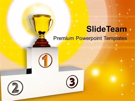 Winners Podium With Trophy Powerpoint Templates Ppt Backgrounds For ...