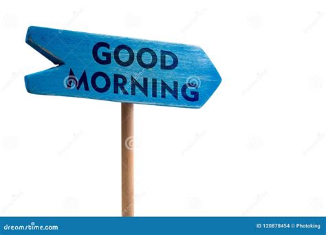 Good Morning Wooden Sign Board Arrow Stock Photo - Image of diary ...