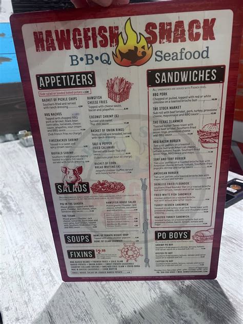 Menu At Hawgfish BBQ Seafood Shack Winston Salem