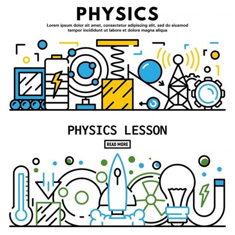 Premium Vector Physics Lesson Banner Set Outline Style Physics