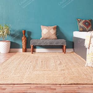 X X X X Handmade Natural Jute Braided Rectangle Rug Large