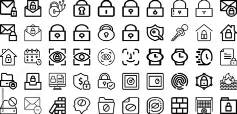 Set Of Lock Icons Collection Isolated Silhouette Solid Icons Including