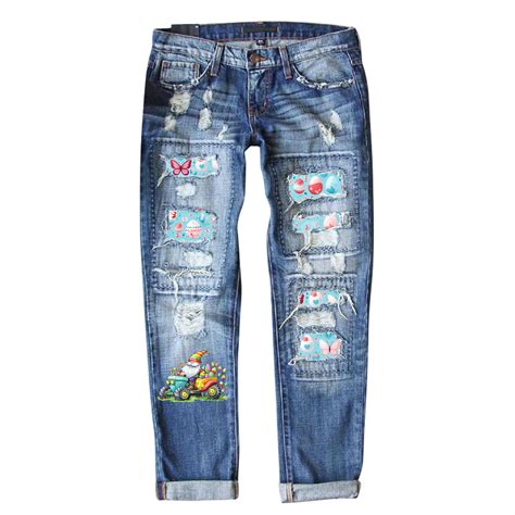 Womens Jean Leopard Denim For Women Oversized Look Capri Jean Leggings