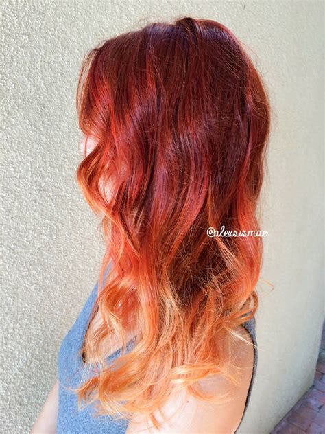 Red Fire Balayage Ombre Hair Using Olaplex Schwarzkopf Cabello Pelo